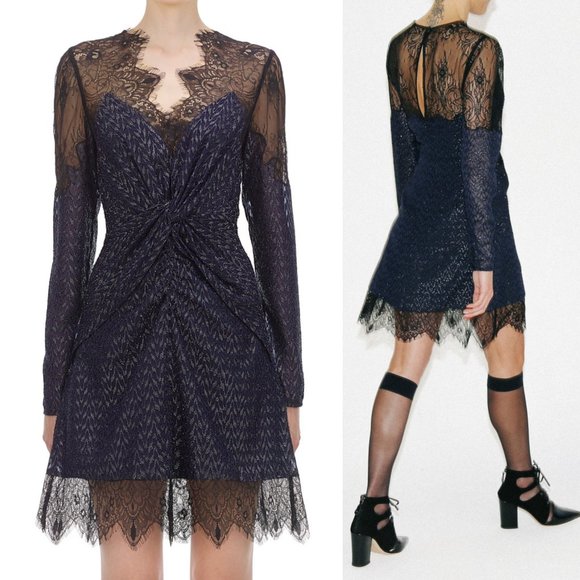 Self-Portrait Dresses & Skirts - Self-portrait Metallic Fil Coupe Mini Dress Size 4